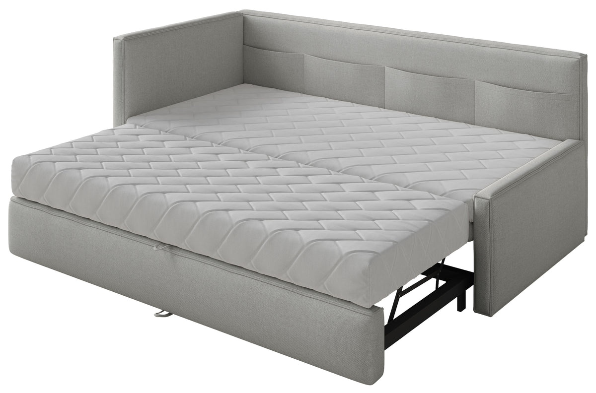 Lit jeune 90x200 cm Nesmi escamotable gauche avec matelas en chenille gris clair facile à nettoyer