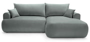 Canapé d'angle droit convertible Ovo en velours gris facile d'entretien avec rangement