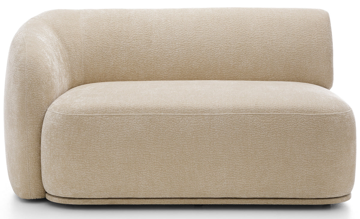 Modulare Eckcouch Bommo L-förmig mit Pouf, rechtsseitig, beige Chenille