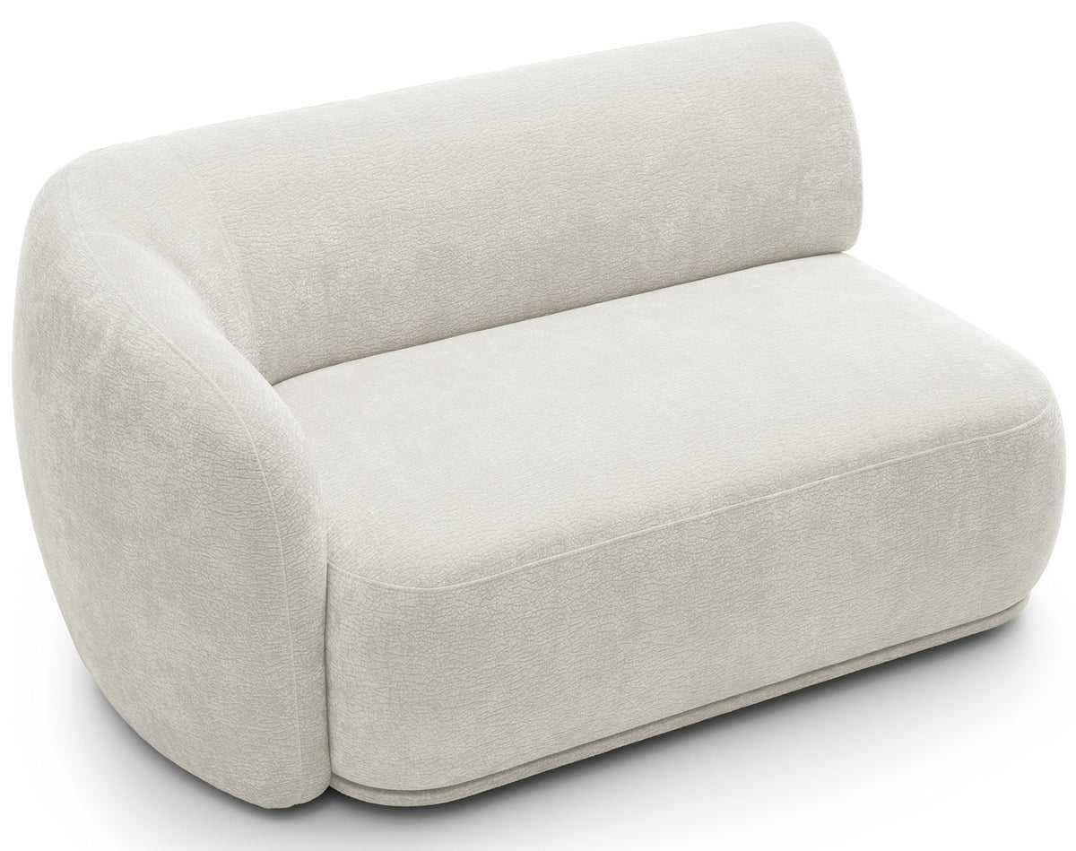Canapé d'angle modulable Bommo en L, version droite, tissu chenille crème
