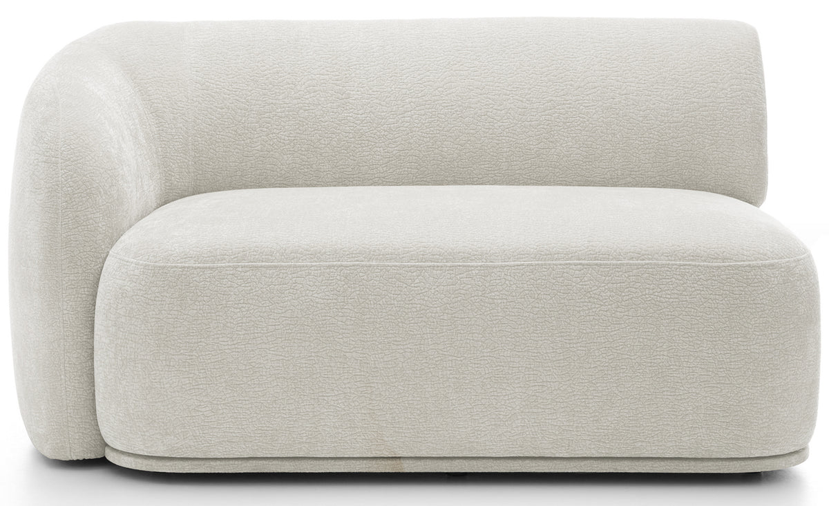 Canapé d'angle modulable Bommo en L, version droite, tissu chenille crème