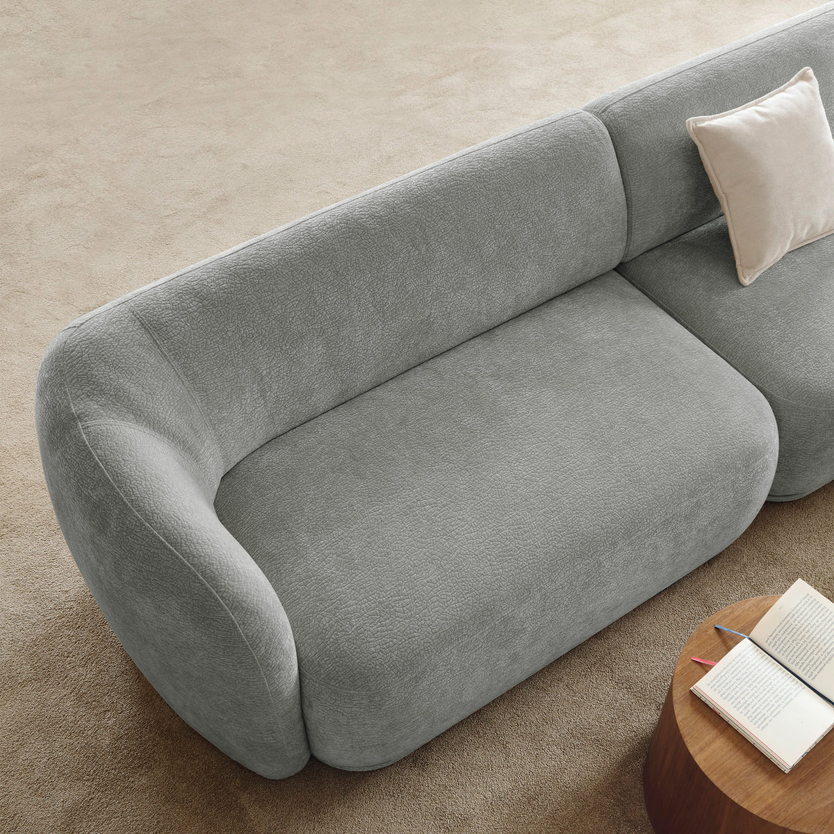 Doppelmodul Bommo links, grau Chenille