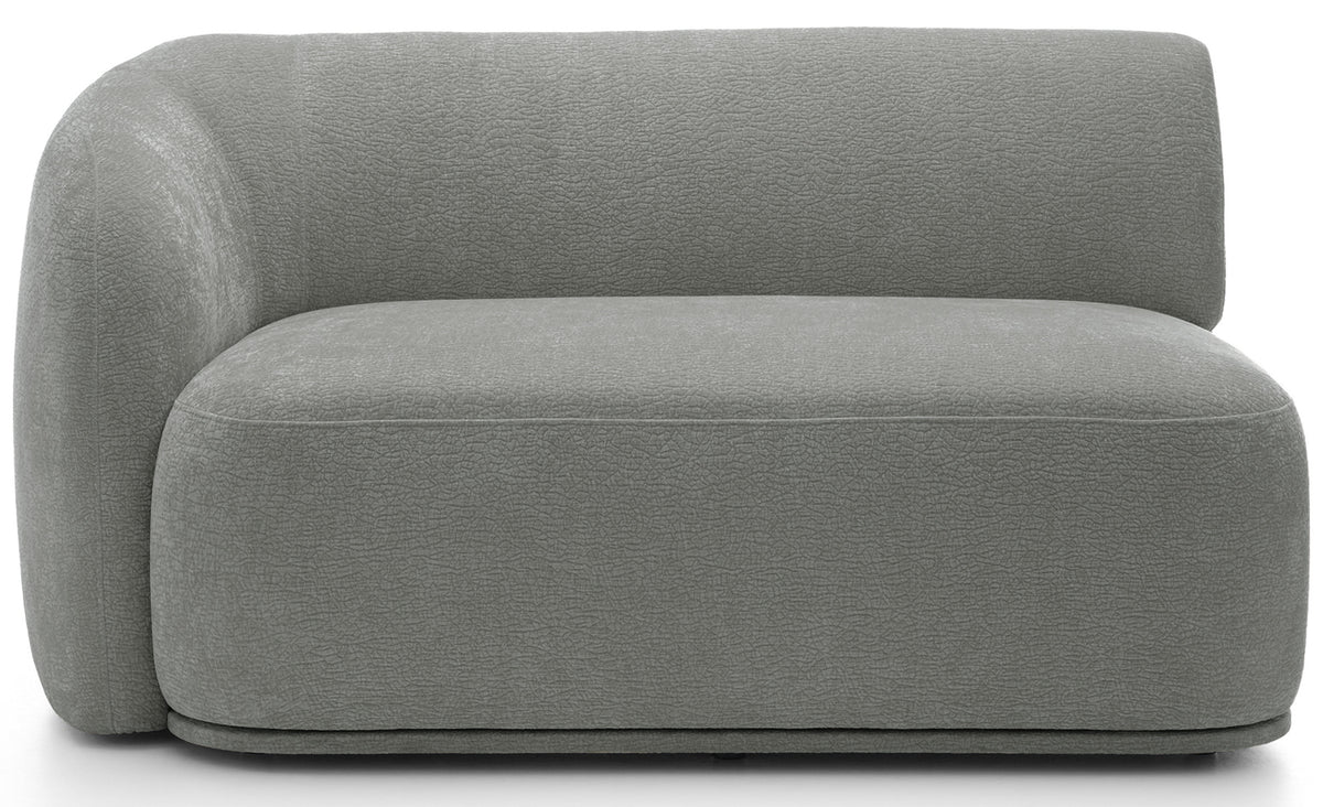 Canapé d'angle modulable Bommo en L avec pouf, gris chiné, côté droit