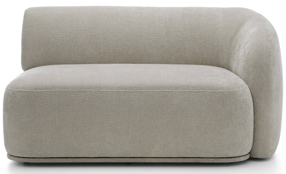 Modulare Eckcouch Bommo in L-Form mit Hocker, linksseitig, grau-beige Chenille