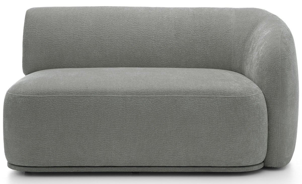 Canapé d'angle modulable Bommo en L avec pouf, côté gauche, tissu chenille gris