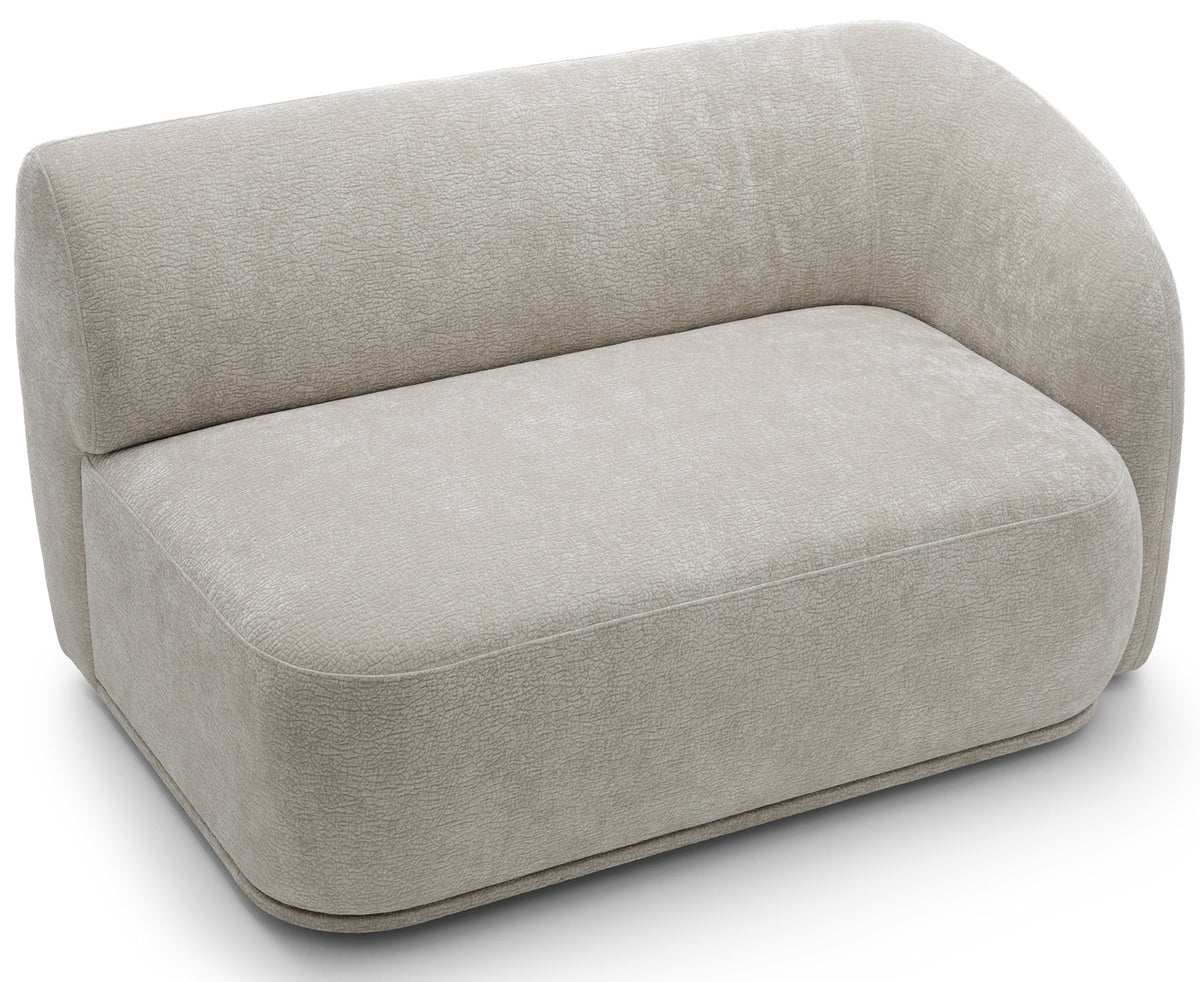 Modulare Eckcouch Bommo in L-Form mit Hocker, linksseitig, grau-beige Chenille