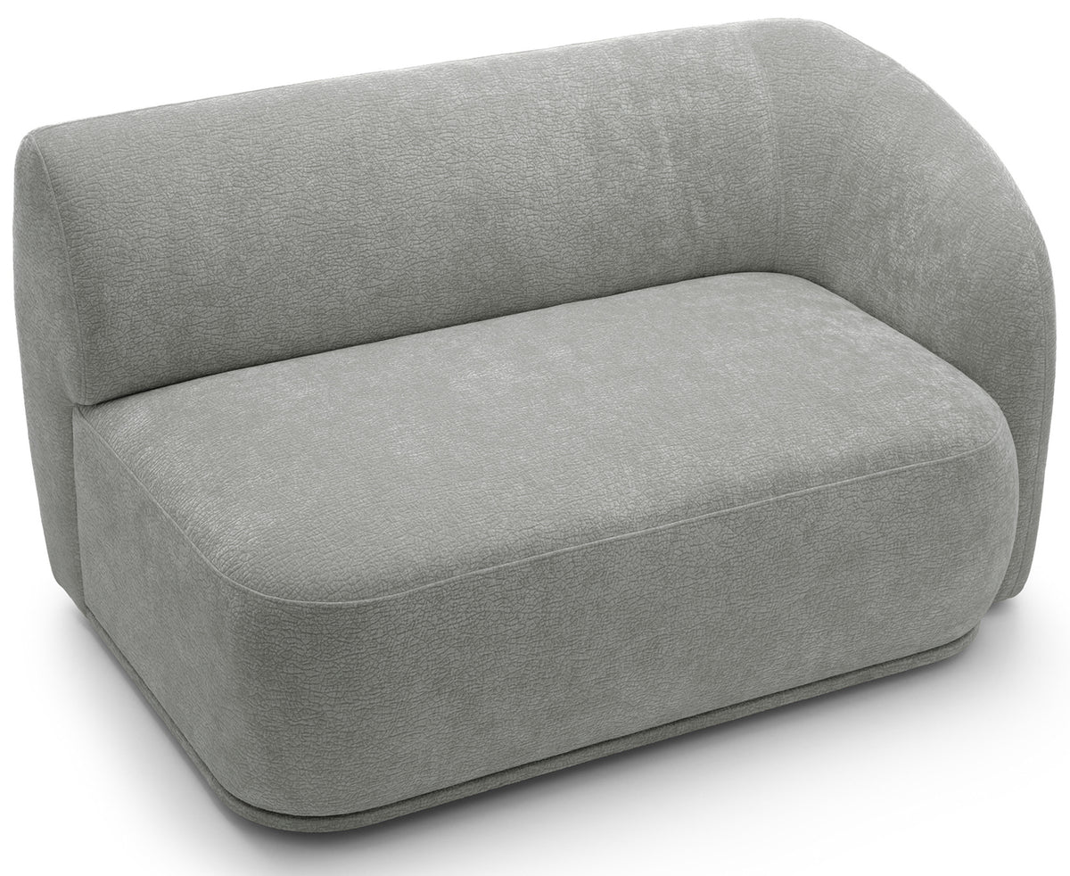 Canapé d'angle modulable Bommo en L avec pouf, côté gauche, tissu chenille gris