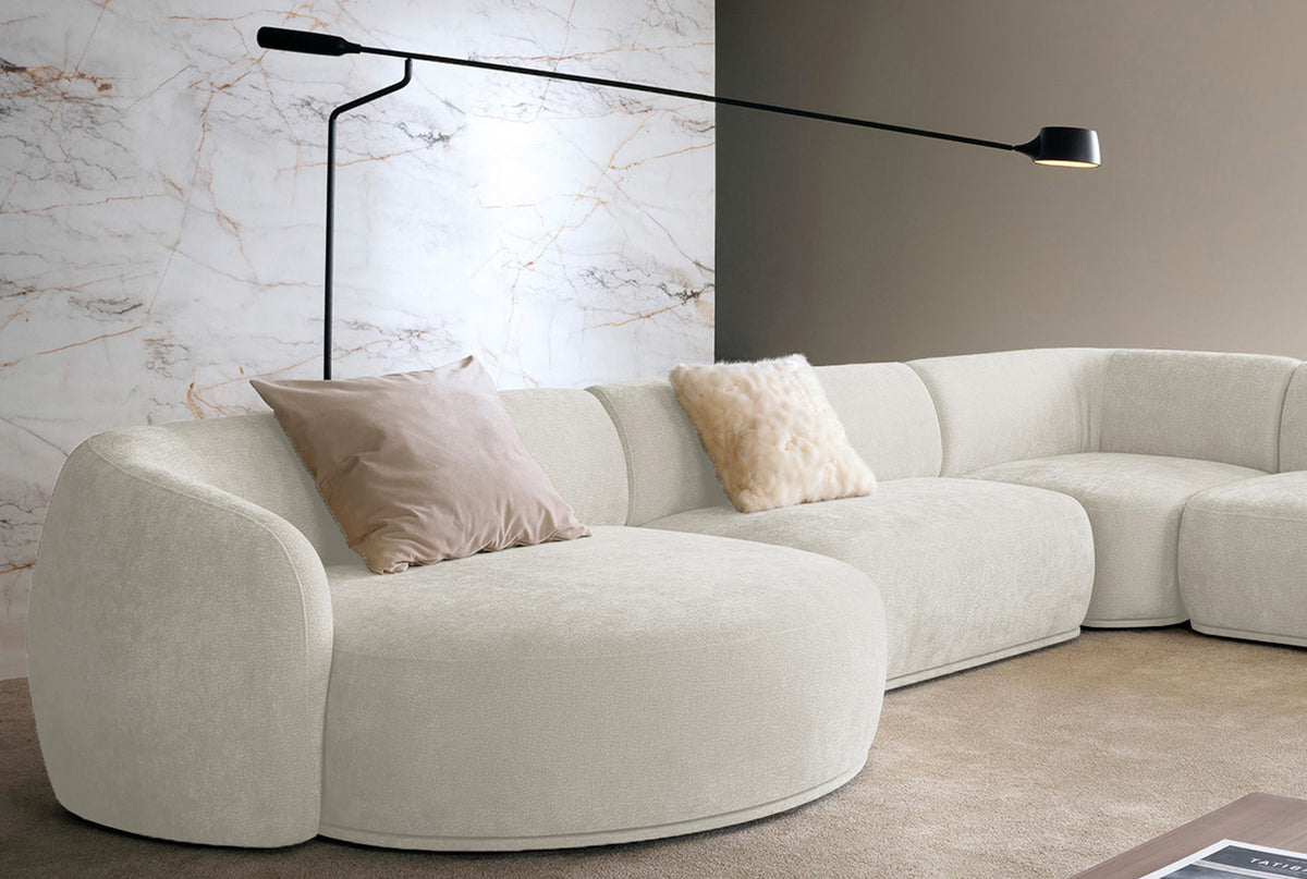 Modulares Ecksofa Bommo L-förmig linksseitig, cremefarben, Chenille