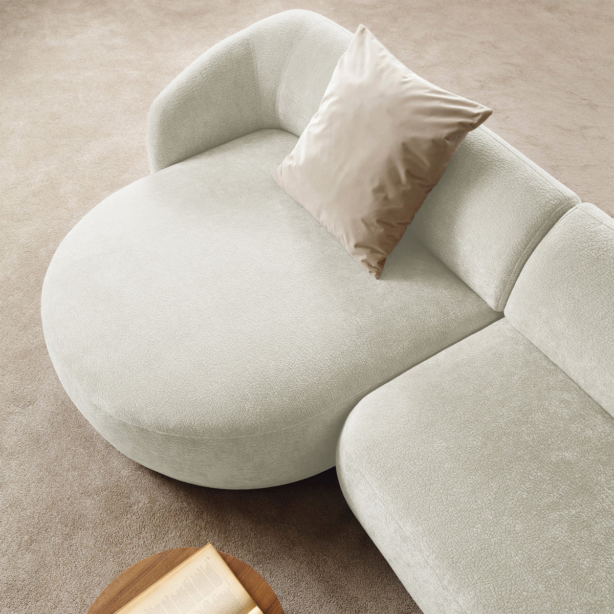 Modulares Ecksofa Bommo L-förmig linksseitig, cremefarben, Chenille