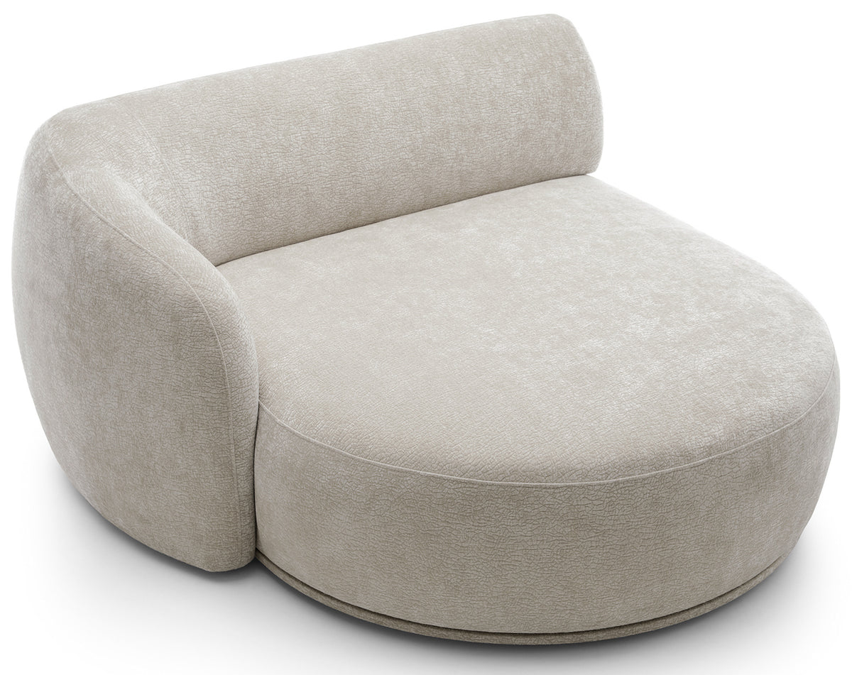 Modulare Eckcouch Bommo in L-Form mit Hocker, linksseitig, grau-beige Chenille