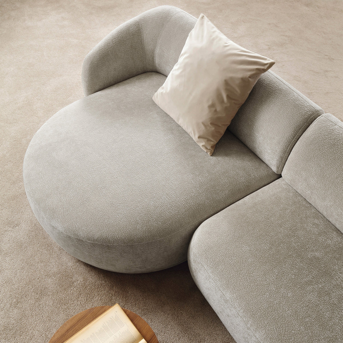 Modulares Ecksofa Bommo L-förmig linksseitig grau-beige Chenille