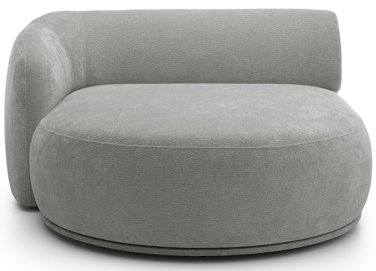 Canapé d'angle modulable Bommo en L avec pouf, côté gauche, tissu chenille gris