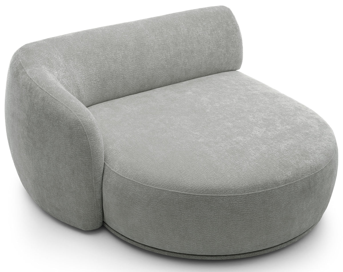 Canapé d'angle modulable Bommo en L avec pouf, côté gauche, tissu chenille gris