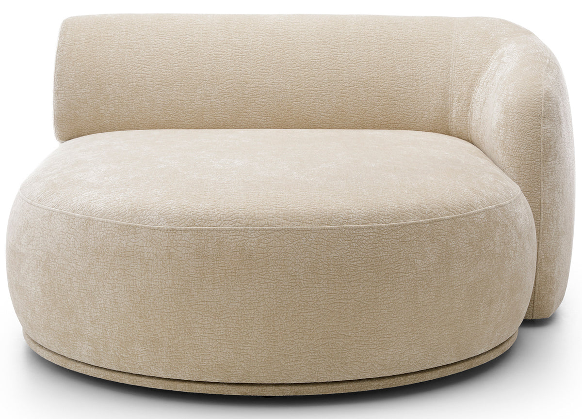 Modulare Eckcouch Bommo L-förmig mit Pouf, rechtsseitig, beige Chenille