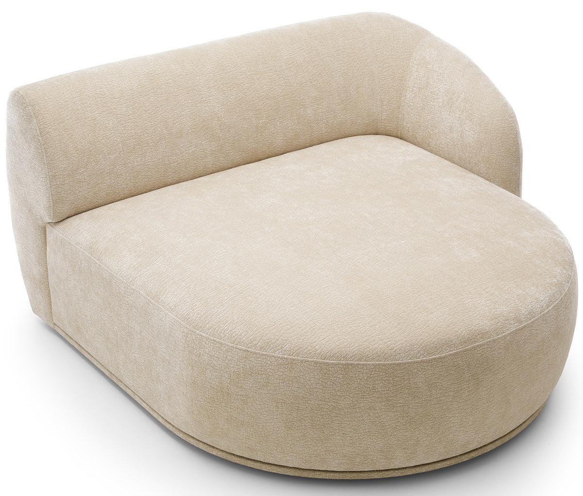 Modulare Eckcouch Bommo L-förmig mit Pouf, rechtsseitig, beige Chenille