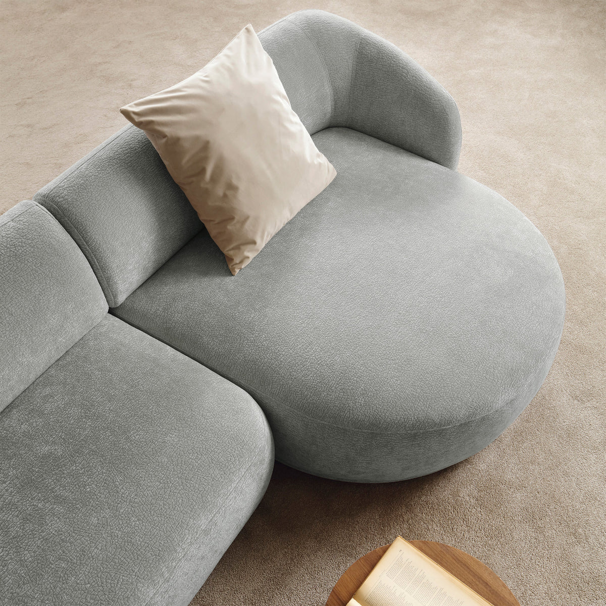 Modulares Ecksofa Bommo L-förmig, rechtsseitig, grau Chenille