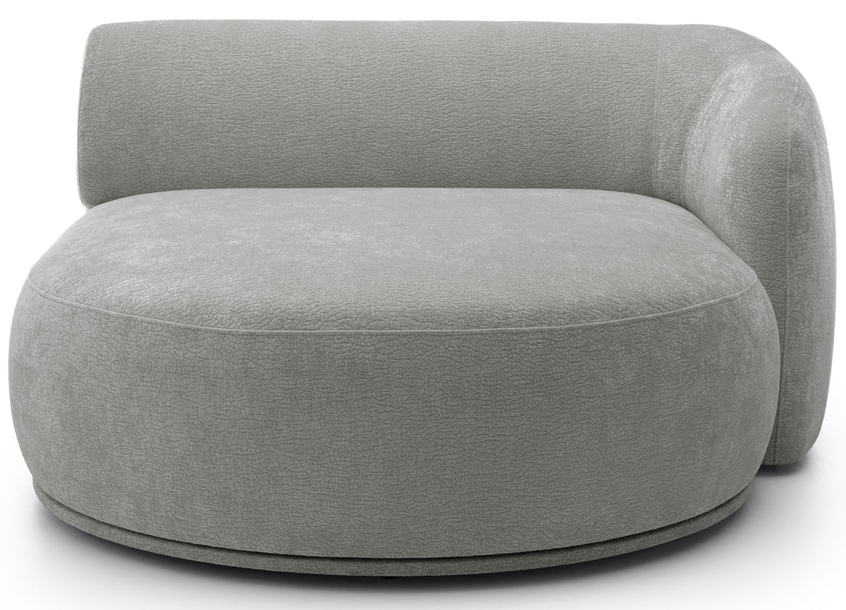 Canapé d'angle modulable Bommo en L avec pouf, gris chiné, côté droit