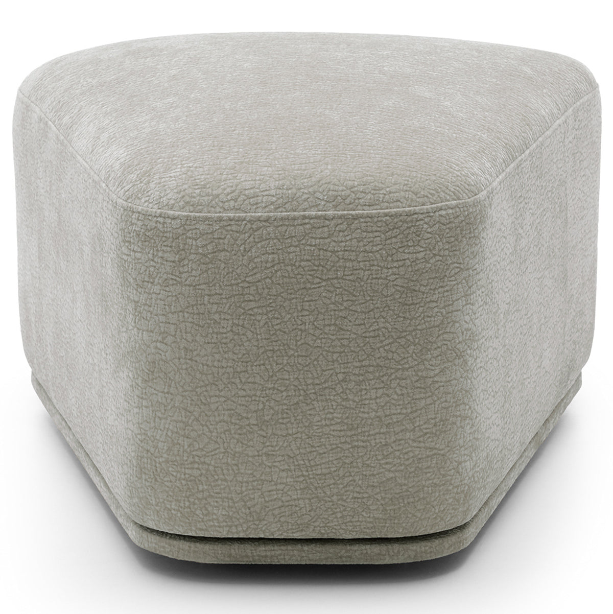 Canapé d'angle modulable Bommo en L avec pouf, droit, en chenille gris-beige