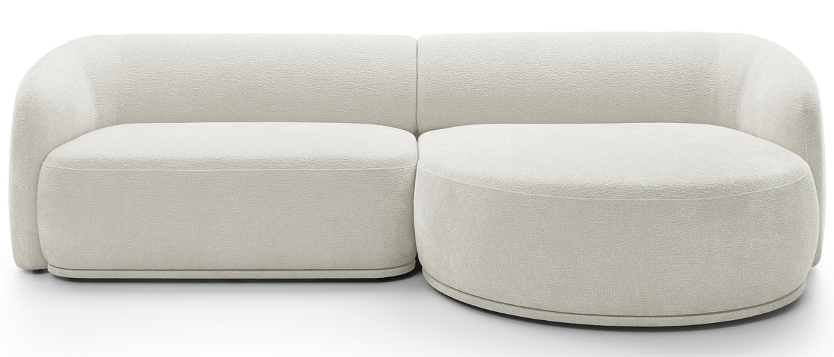 Canapé d'angle modulable Bommo en L, version droite, tissu chenille crème