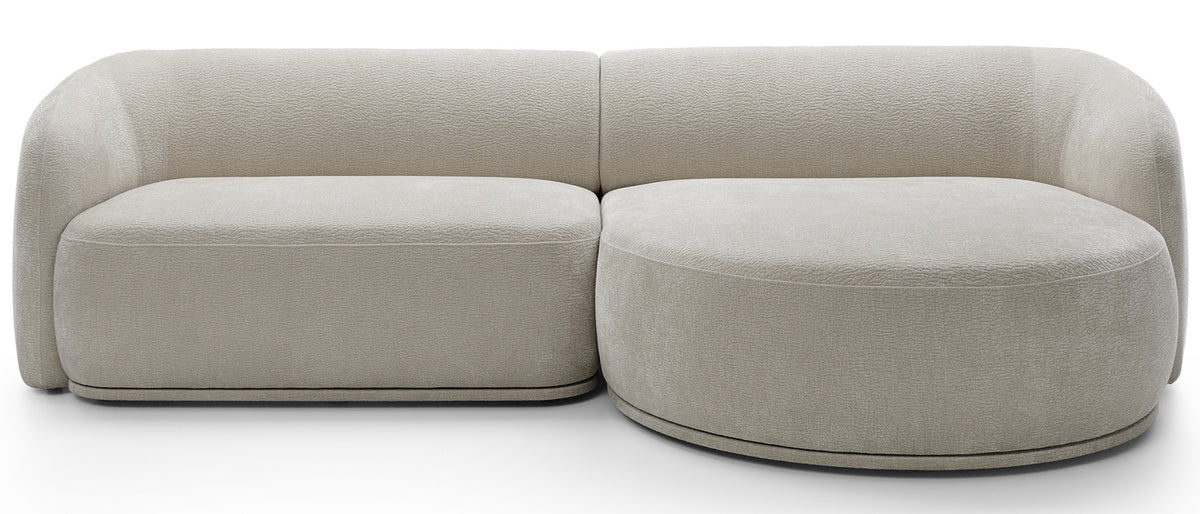 Canapé d'angle modulaire Bommo en L, droit, en chenille gris-beige