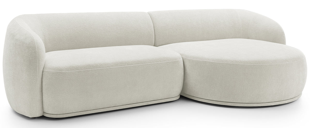 Canapé d'angle modulable Bommo en L, version droite, tissu chenille crème