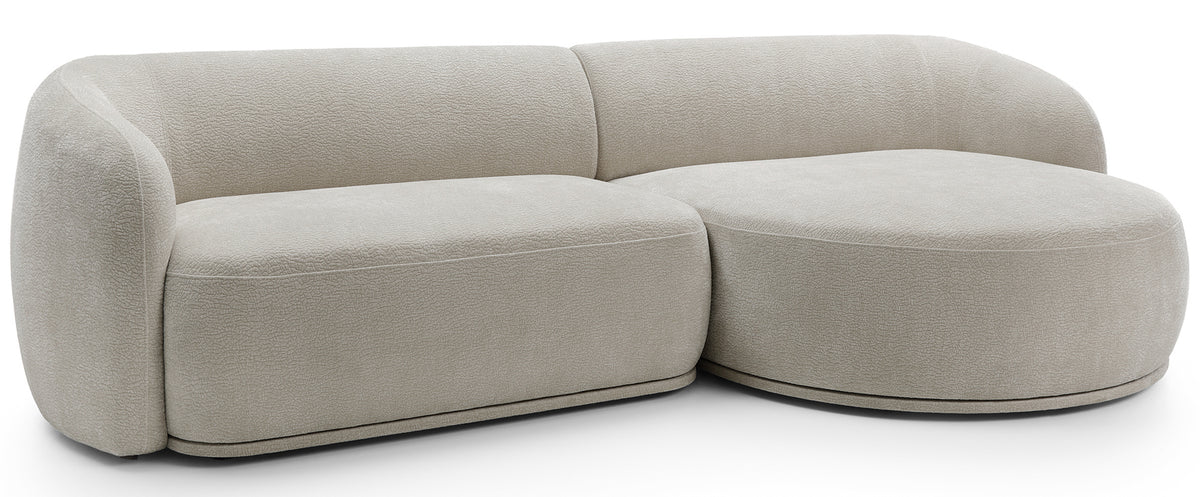 Canapé d'angle modulaire Bommo en L, droit, en chenille gris-beige