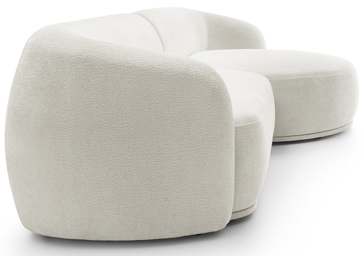 Canapé d'angle modulable Bommo en L, version droite, tissu chenille crème
