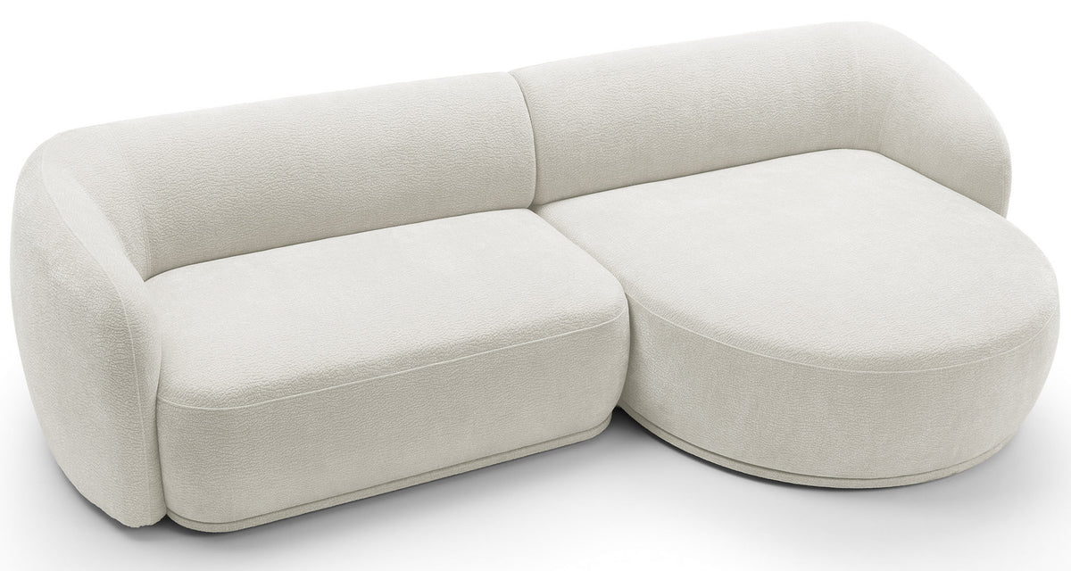 Canapé d'angle modulable Bommo en L, version droite, tissu chenille crème