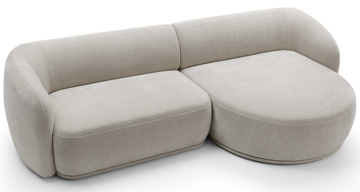 Canapé d'angle modulaire Bommo en L, droit, en chenille gris-beige