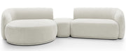 Canapé d’angle modulaire Bommo en L avec pouf, côté gauche, velours chenille crème