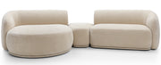 Canapé d'angle modulaire Bommo en L avec pouf, côté gauche, beige en chenille