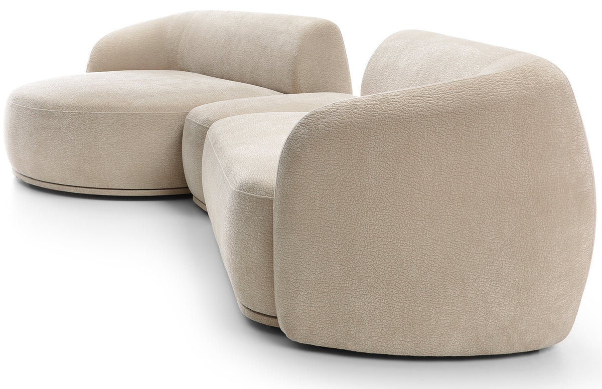 Canapé d'angle modulaire Bommo en L avec pouf, côté gauche, beige en chenille
