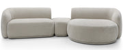 Canapé d'angle modulable Bommo en L avec pouf, droit, en chenille gris-beige
