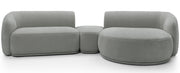 Canapé d'angle modulable Bommo en L avec pouf, gris chiné, côté droit