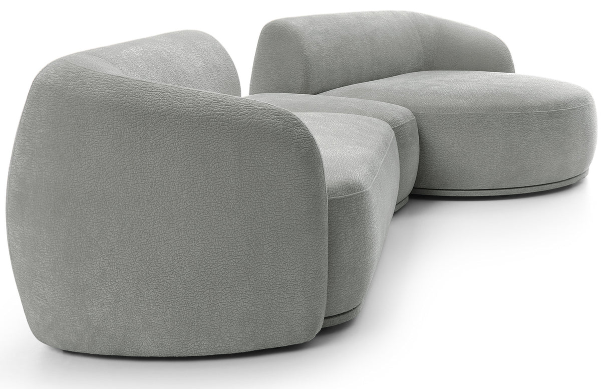 Canapé d'angle modulable Bommo en L avec pouf, gris chiné, côté droit