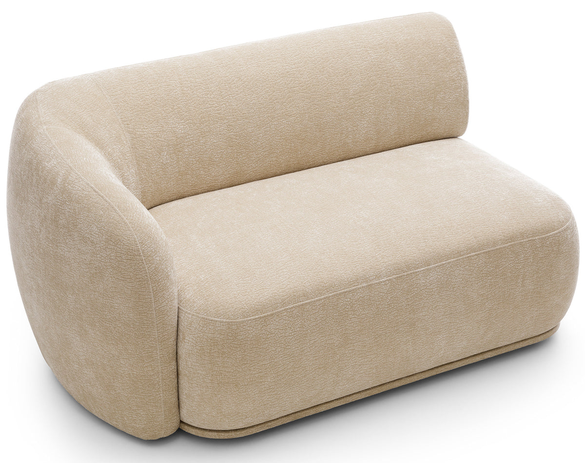 Modulare Eckcouch Bommo L-förmig mit Pouf, rechtsseitig, beige Chenille