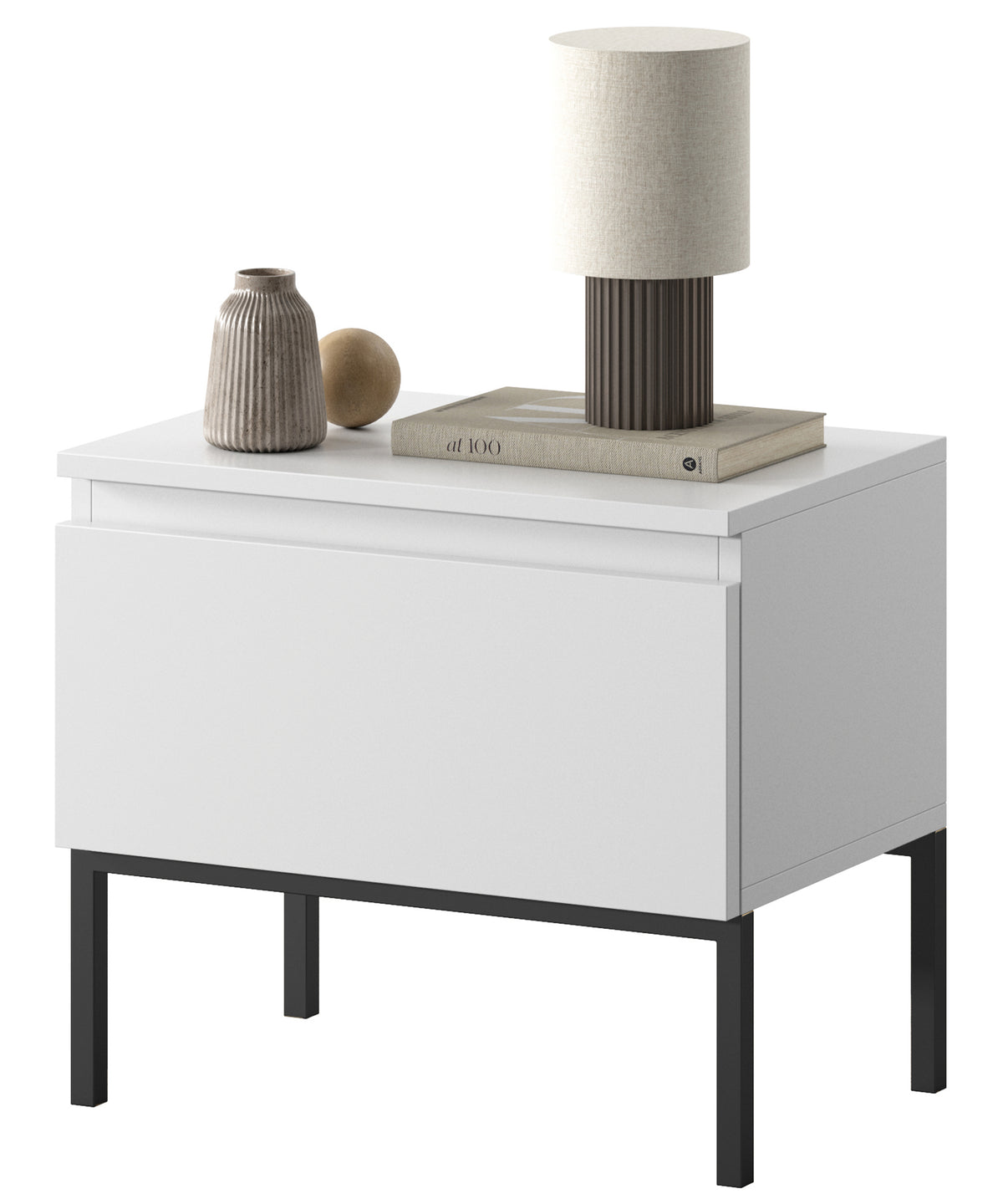 Table de chevet Bemmi blanche avec pieds noirs