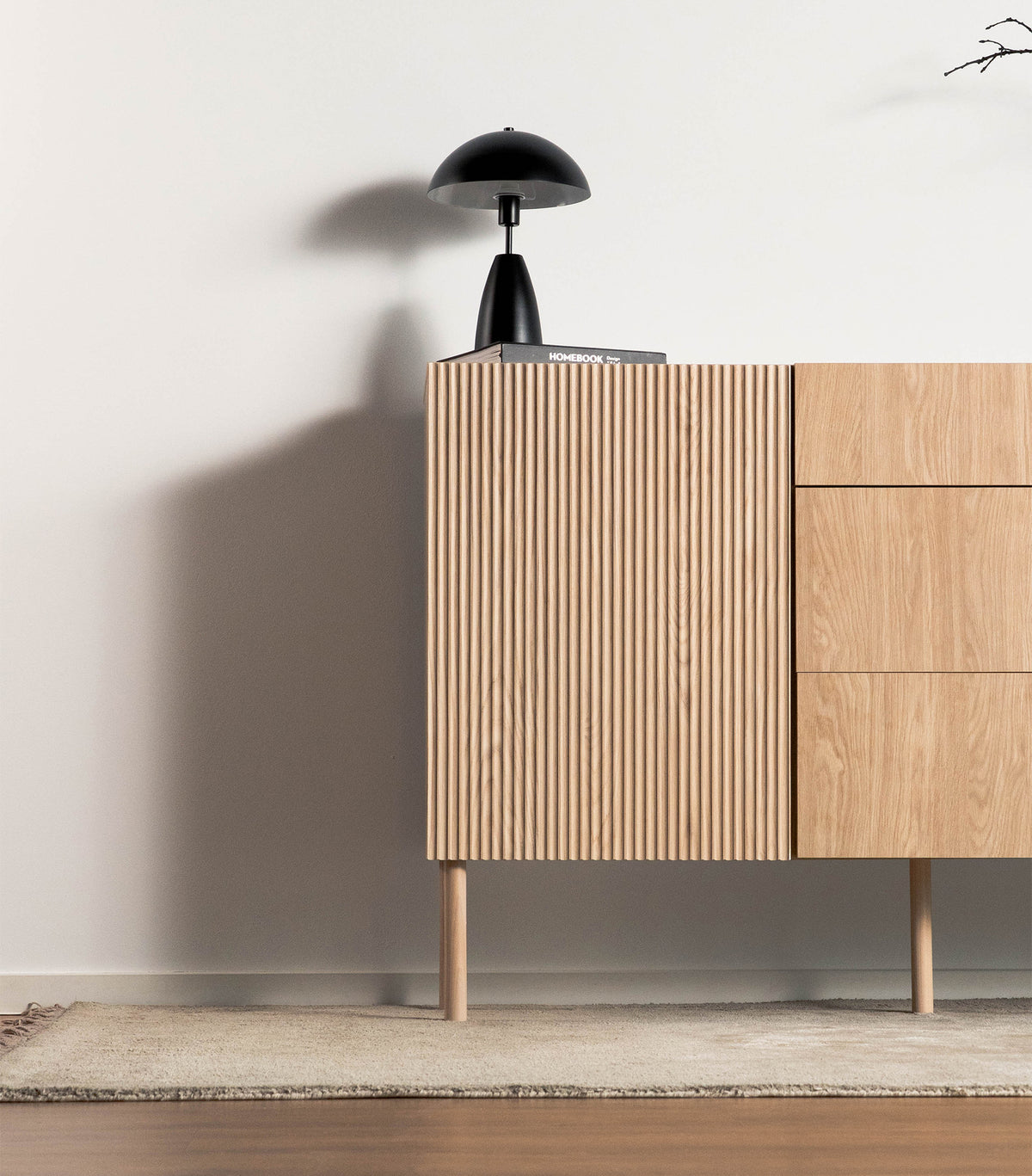 Commode 1 porte Nolie avec 3 tiroirs 140 cm Chêne huilé