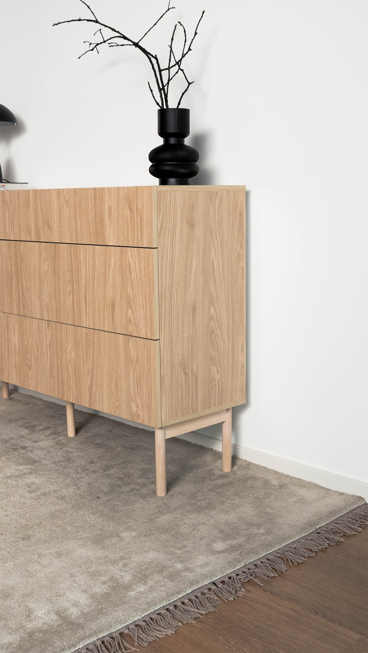 Commode 1 porte Nolie avec 3 tiroirs 140 cm Chêne huilé