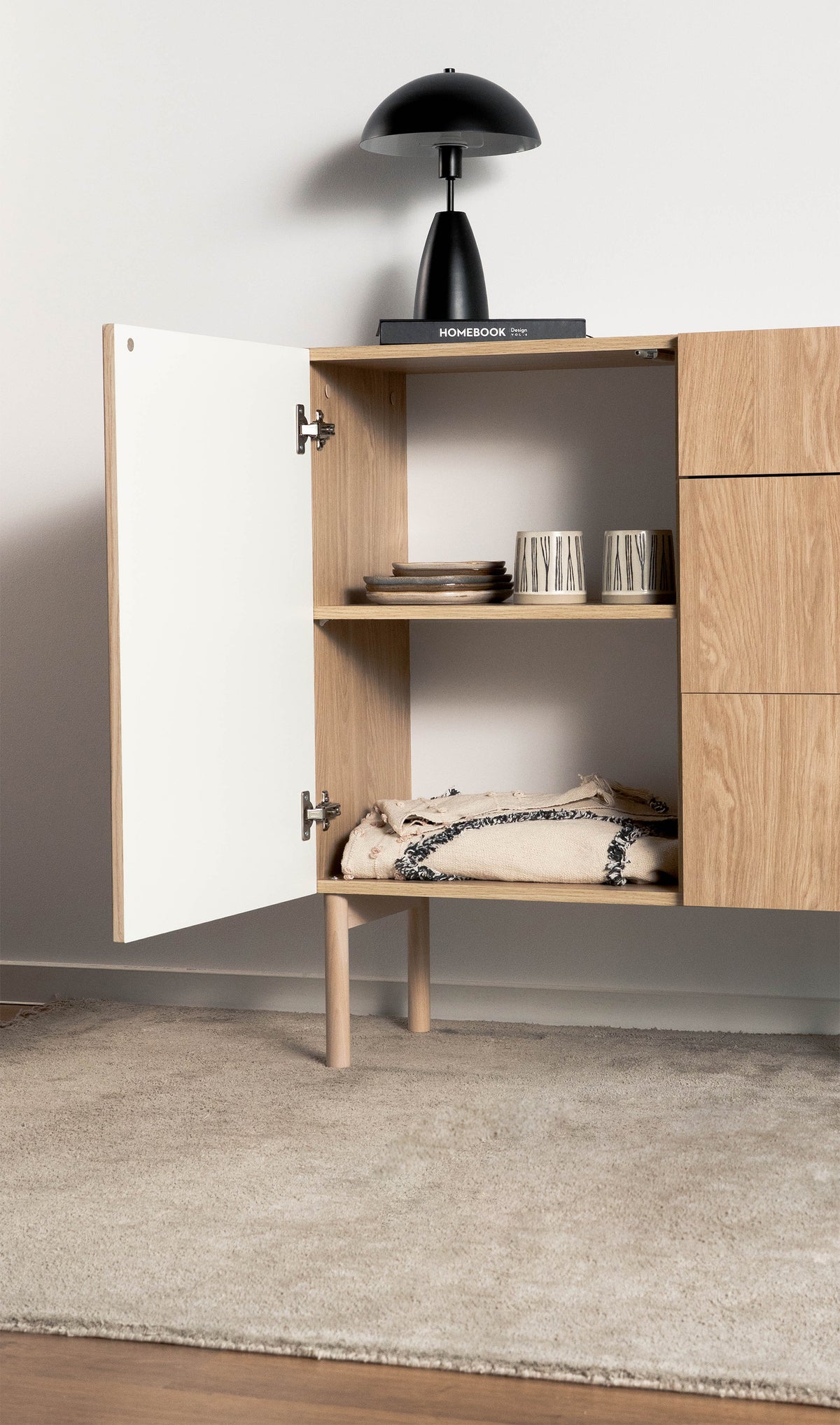 Commode 1 porte Nolie avec 3 tiroirs 140 cm Chêne huilé