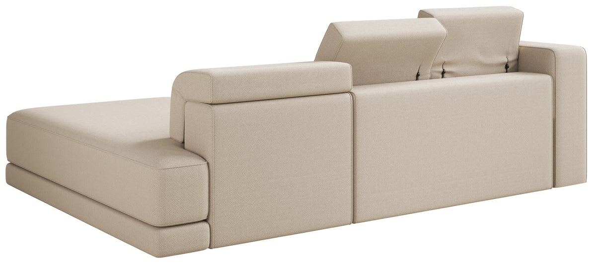 Canapé d'angle Novals en L, version droite, avec têtes réglables, en chenille beige