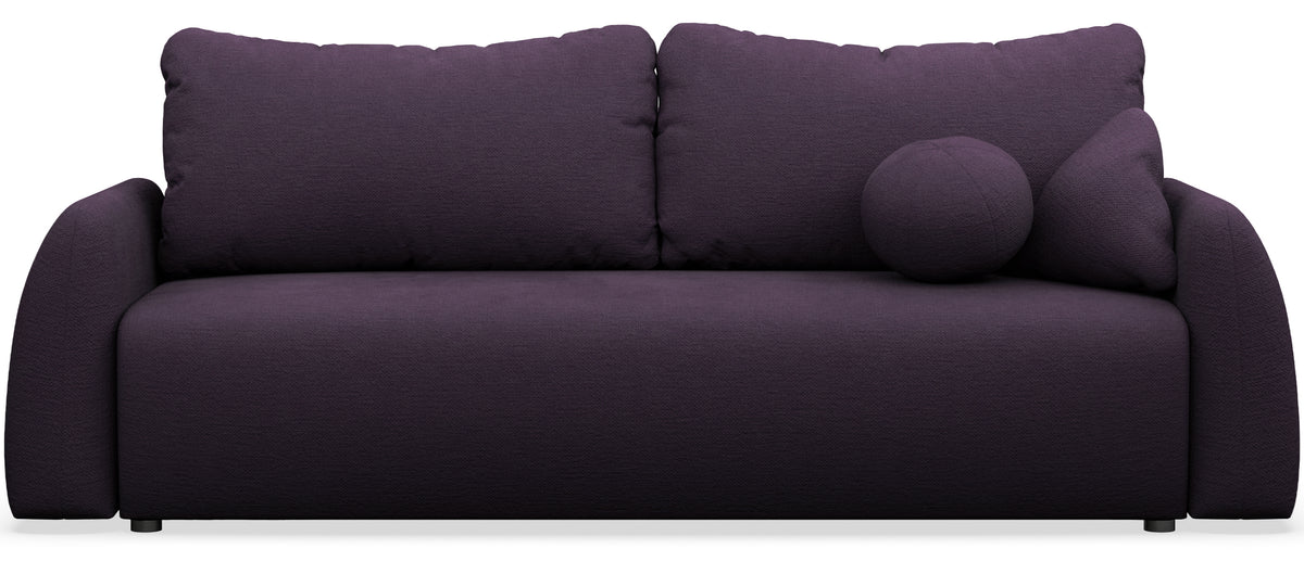 Dreisitziges ausklappbares Sofa Nubelle in violettem, wasserabweisendem Chenillestoff