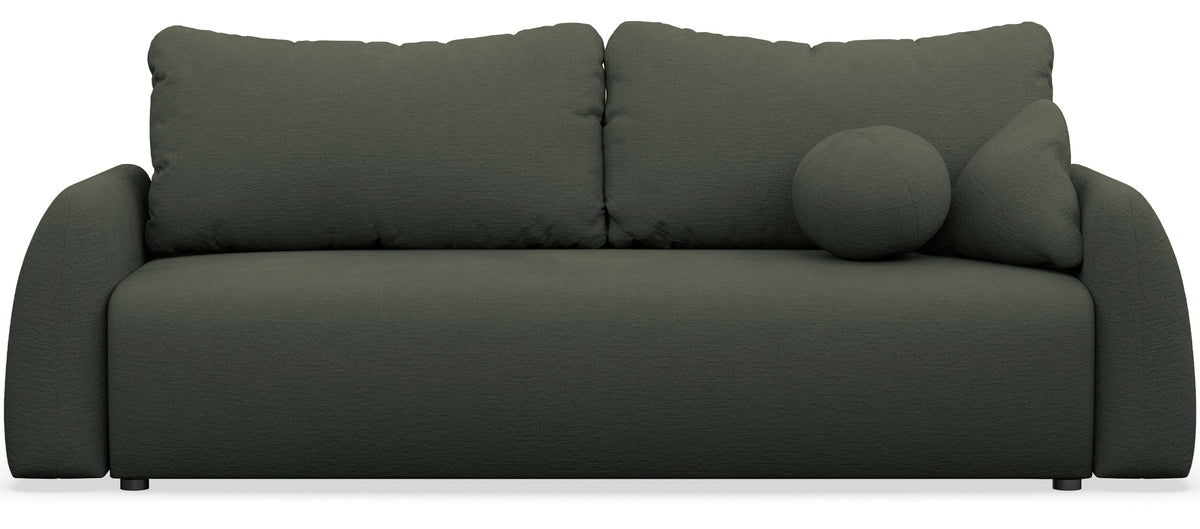 Dreisitziges ausklappbares Sofa Nubelle, dunkelgrün, hydrophober Chenille-Stoff