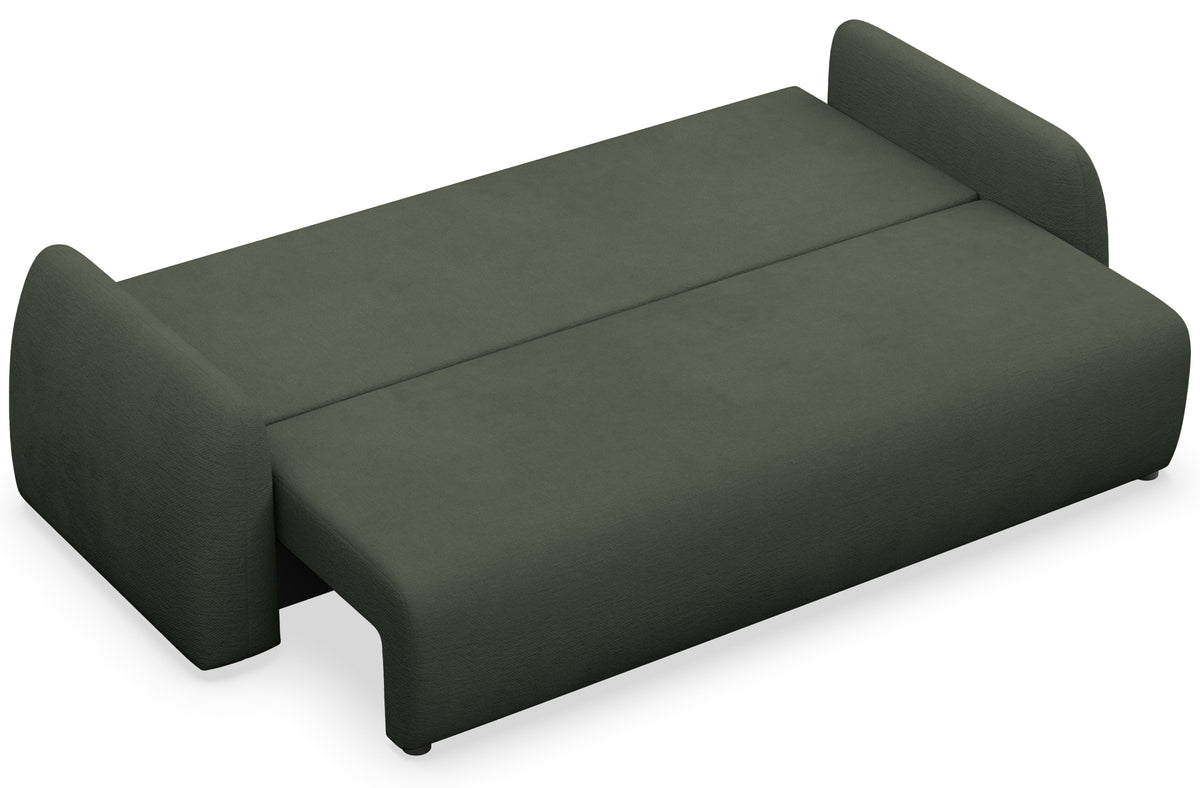 Dreisitziges ausklappbares Sofa Nubelle, dunkelgrün, hydrophober Chenille-Stoff