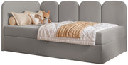 Lit junior 90x200 cm Nubini gauche avec rangement gris velours hydrofuge