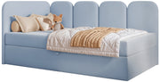 Lit jeune 90x200 cm Nubini gauche avec rangement velours hydrofuge bleu ciel