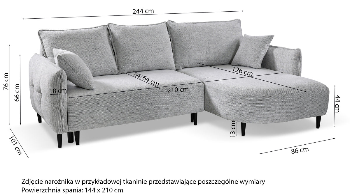 Ecksofa mit Schlaffunktion Oblivio Mini, L-förmig, rechtsseitig, mit Stauraum, beige Flechtmuster