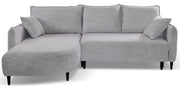 Canapé d'angle avec fonction couchage Oblivio mini en L, côté gauche, avec coffre, gris clair tressé