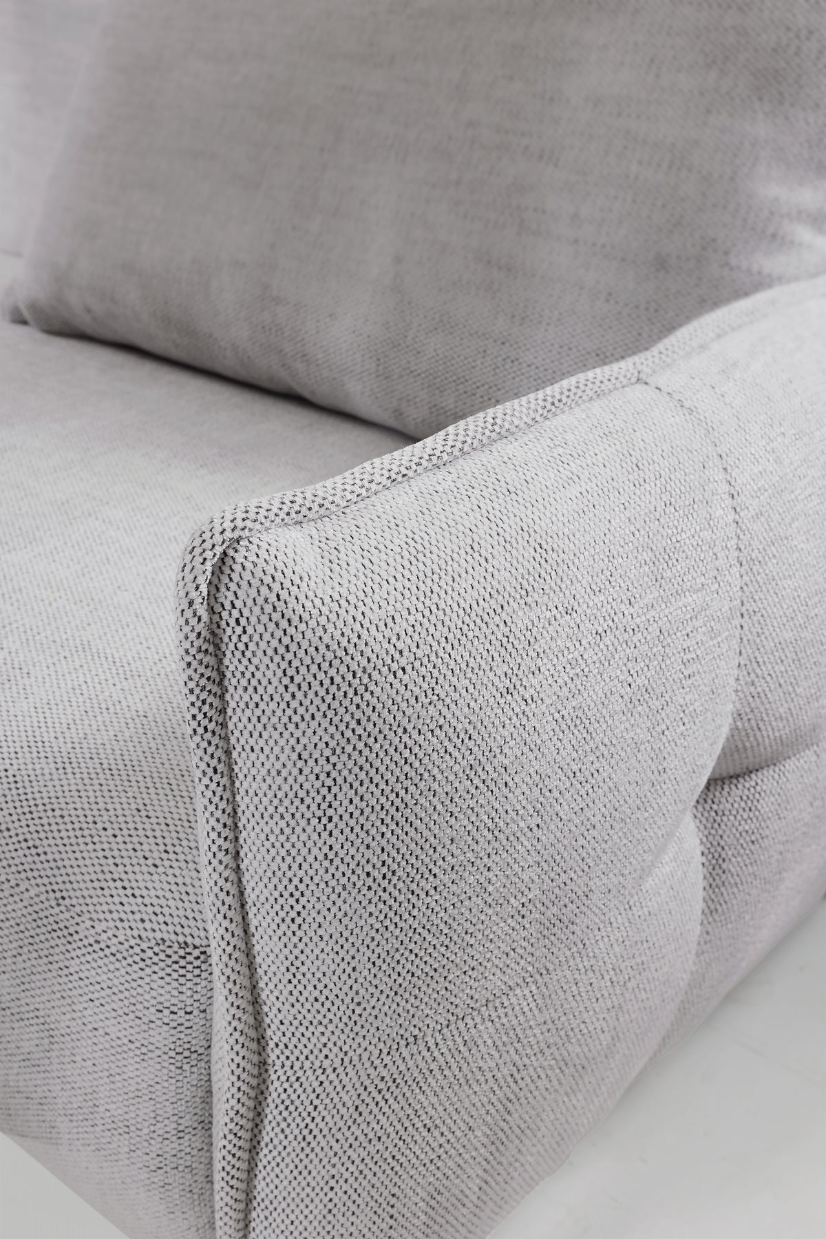 Canapé d'angle avec fonction couchage Oblivio mini en L, côté gauche, avec coffre, gris clair tressé