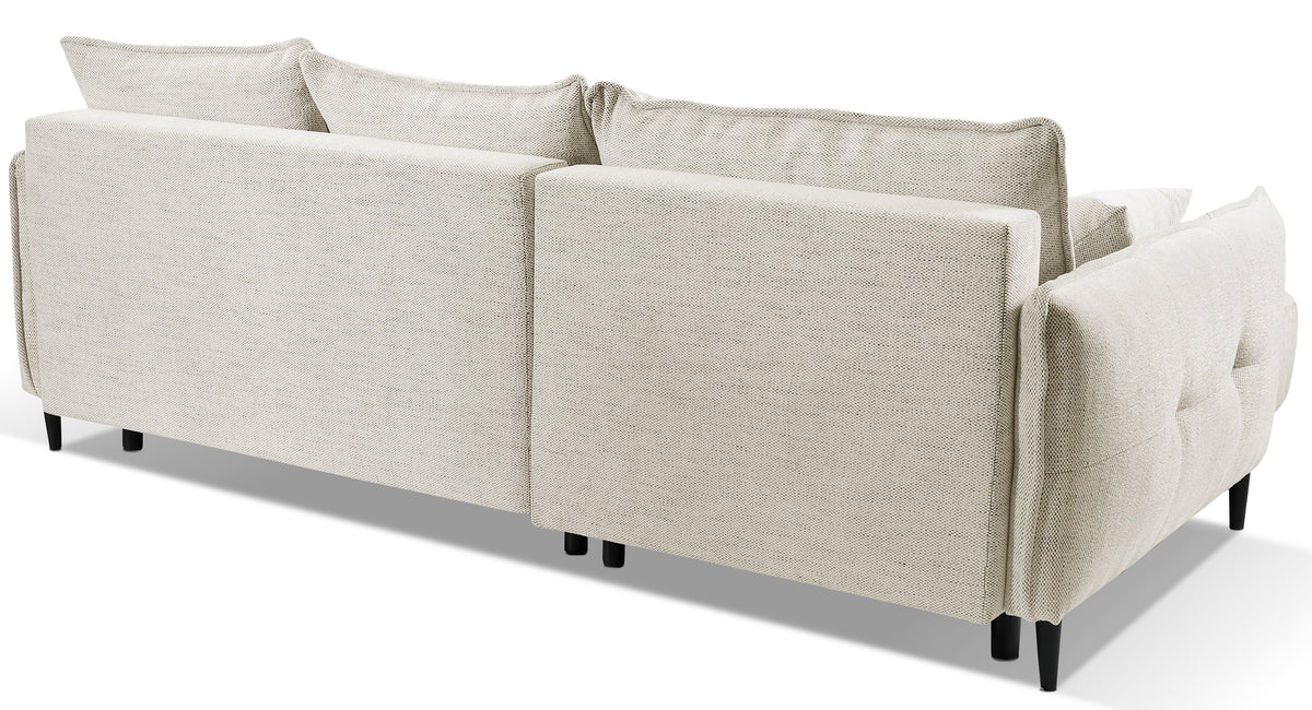 Ecksofa mit Schlaffunktion Oblivio mini, L-förmig, linksseitig, mit Stauraum, beige Geflecht